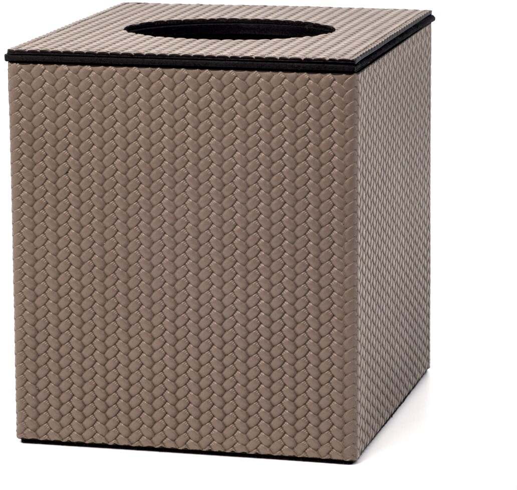 Квадратная коробка для салфеток с магнитной крышкой - 12,2X10,7XH12,5 см / тканая кожа_темно-серый