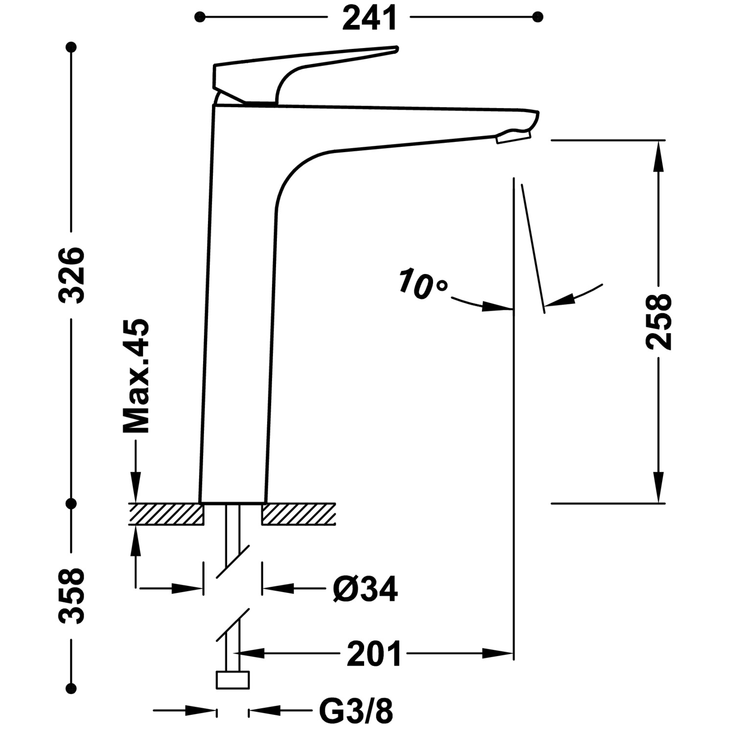 Смеситель для умывальника CANIGÓ PLUS XXL с одной ручкой-21880301 TRES Canigo - Вид №1