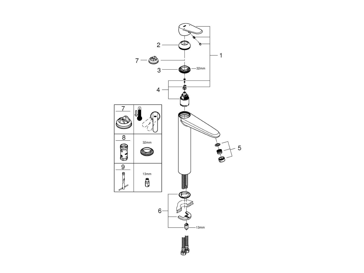 Смеситель для раковины с ограничителем расхода Grohe Eurodisc Cosmopolitan ARCH-00037165 - Вид №3