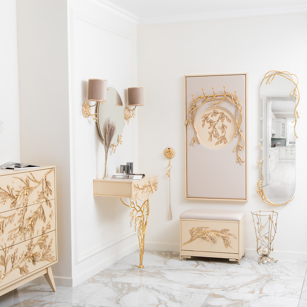 79050 Настенное зеркало Oliva Branch Айвори Мраморное золото BOGACHO 4656756150641 - Вид №1