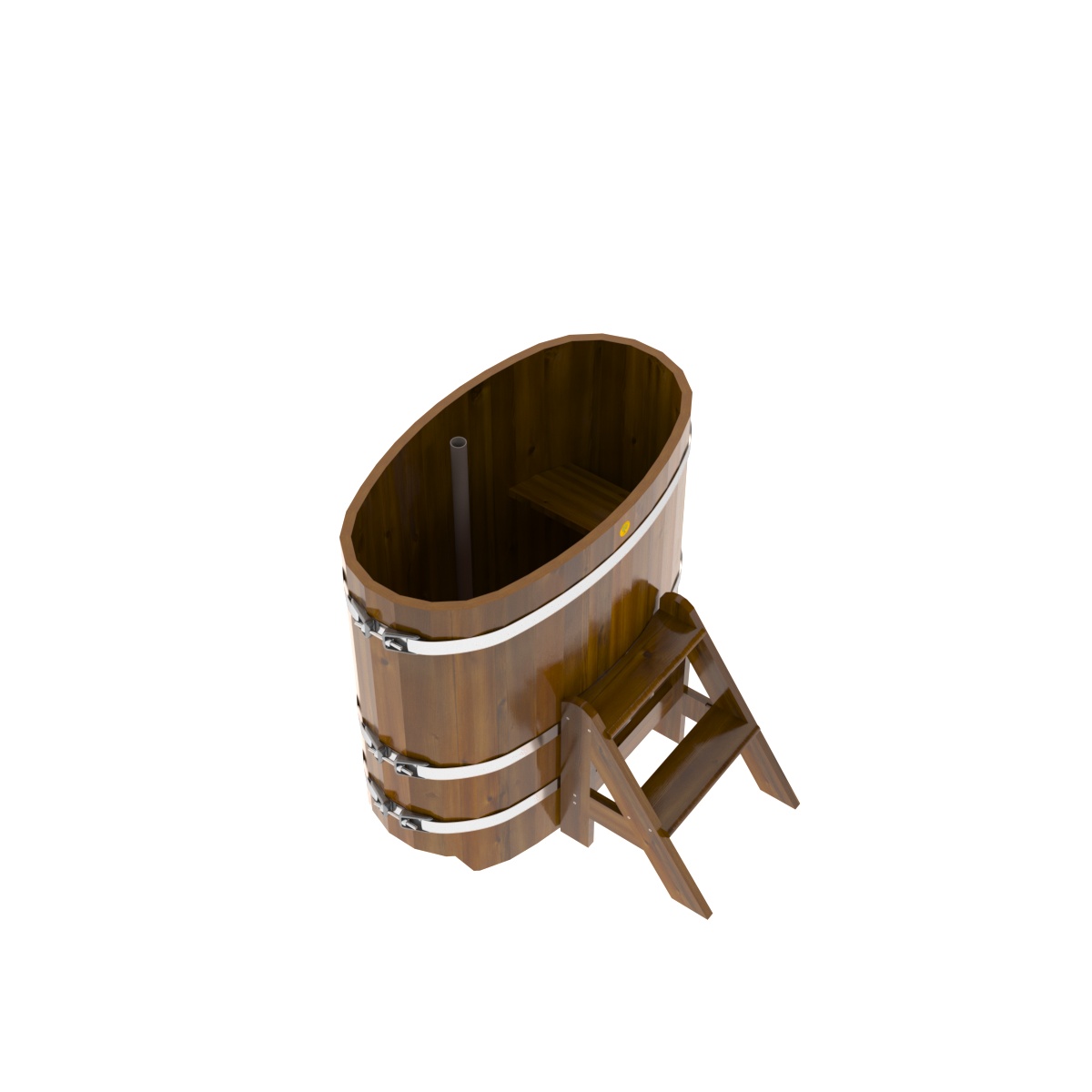 2246 Купель овальная из лиственницы Рустик 0,59х1,06х1,0 морёная Alyarus  - Вид №2