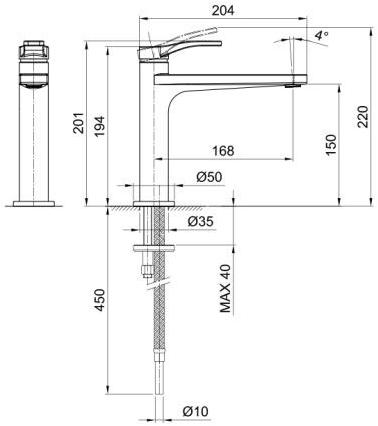 ABOUTWATER Смеситель для раковины на столешницу, одно отверстие Al/23 Fantini Rubinetti sun-id-1363090 - Вид №5