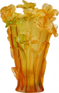 10636383 Cristal de Paris Ваза Cristal de Paris "Фиалки" 19см (янтарная) Хрусталь