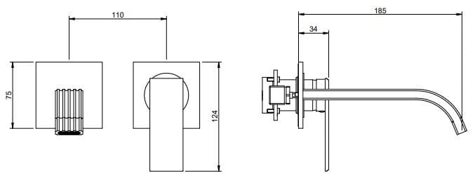 Латунный настенный смеситель для раковины Rubinetterie Treemme ARCH-00095014 - Вид №3