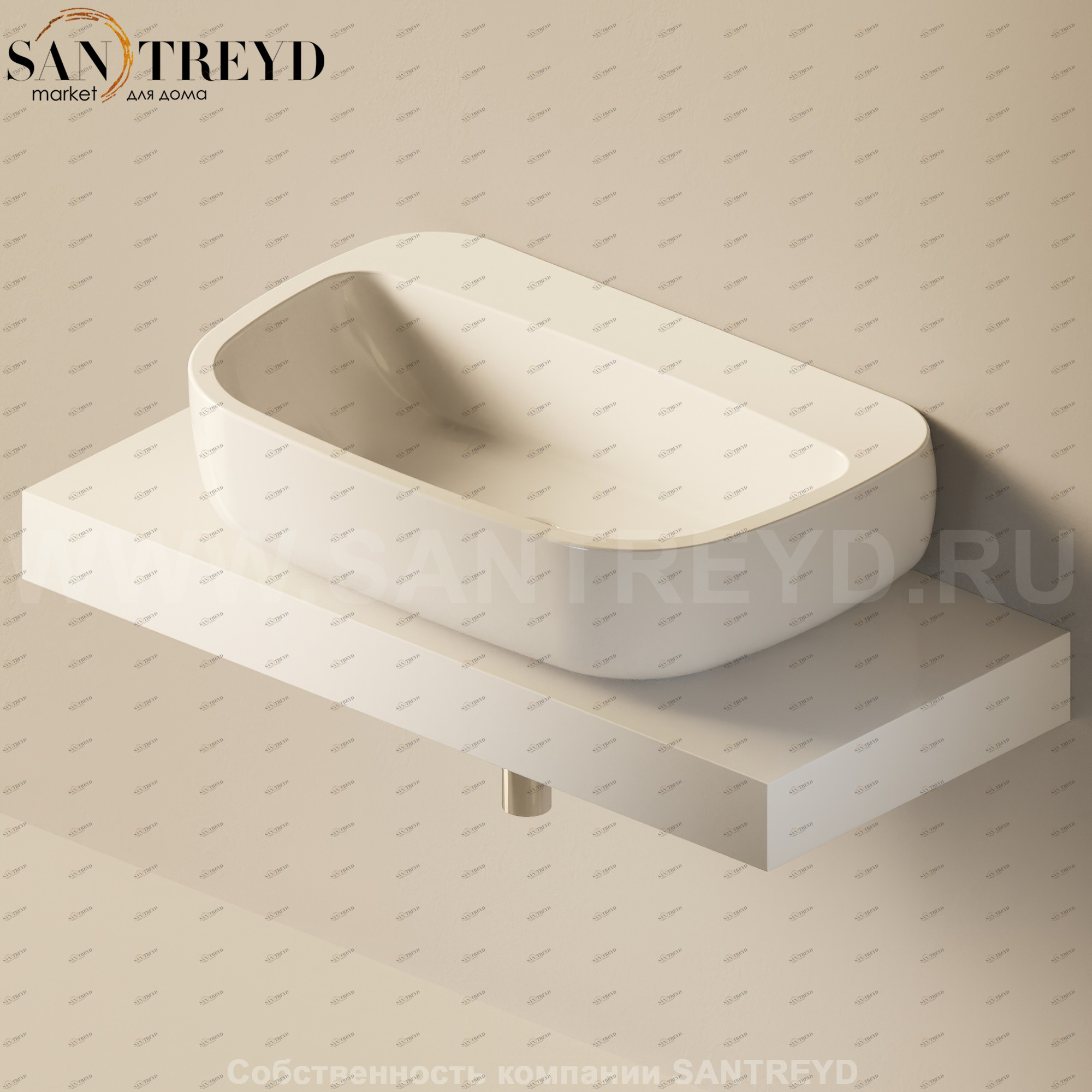 Flaminia FORTY6 Столешница от 100 до 250 см белая F6MN74.9016 Ceramica Flaminia F6MN749016