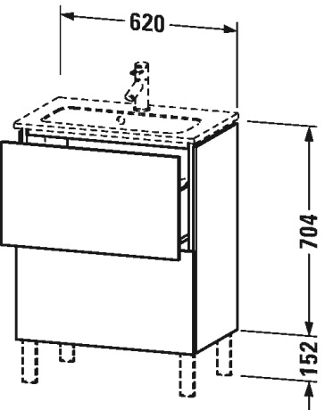 LC667301111 Тумбочка напольная компакт L-Cube #LC6673 620 x 391 мм Кашемировый дуб Duravit - Вид №3