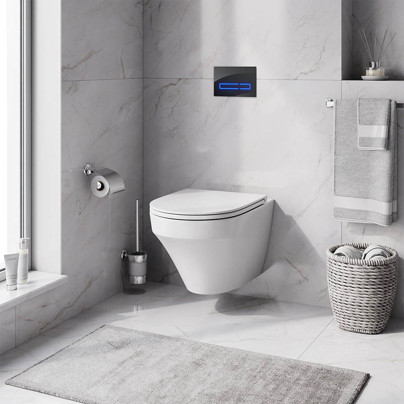 IS450A38.501700 Инст с клав Touchless Pro стекло чёрн с подв унит FlashClean с сид м/л AM.PM Inspire - Вид №1