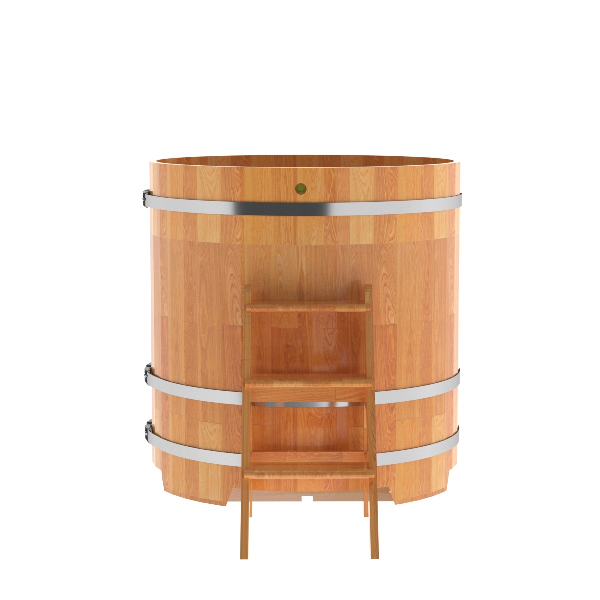 1505 Купель круглая из сращенных ламелей лиственницы d=1,17х1,2 натуральная Alyarus  - Вид №3