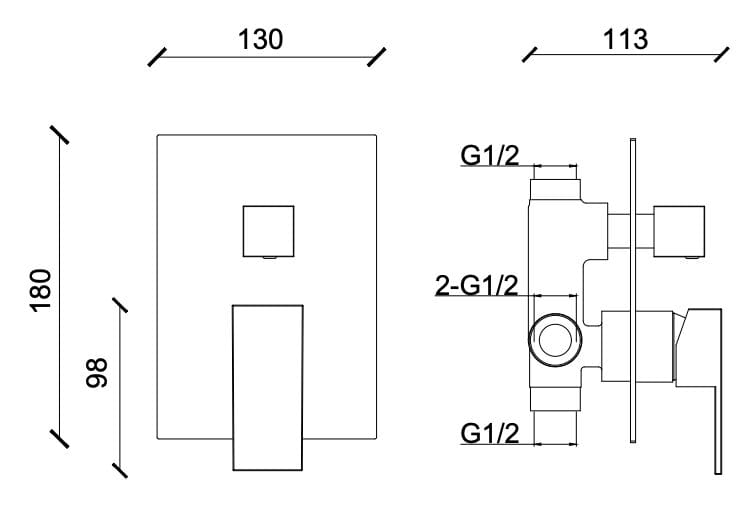 Двухсторонний встраиваемый смеситель для душа Lablù гидро ARCH-00002497