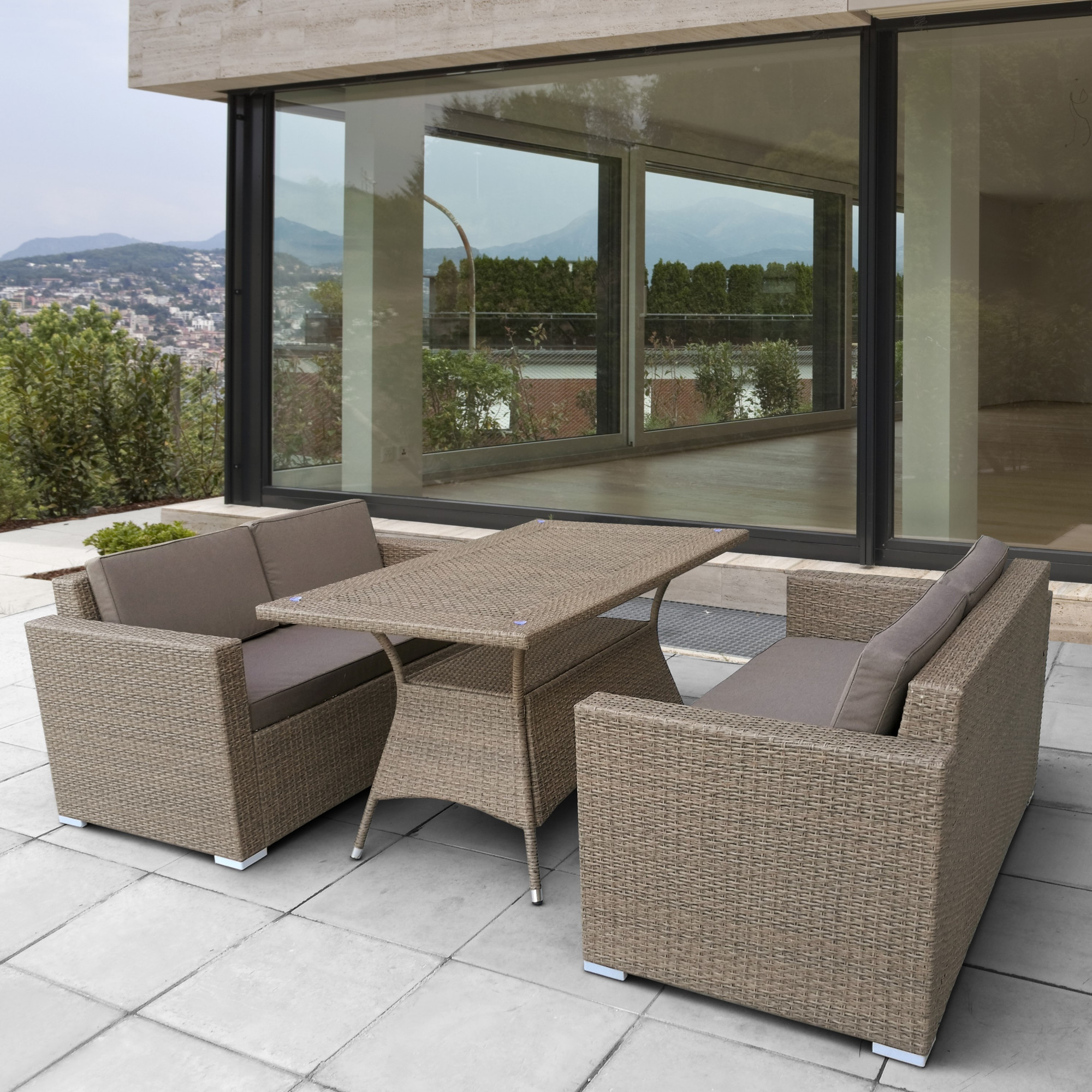 T198B/S52B-W56 Light brown Комплект плетеной мебели Afina 