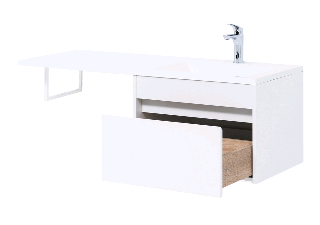 Тумба с раковиной Aquanet Токио 120 R белый (подвесная, 1 ящик) 0023691600235500 - Вид №8
