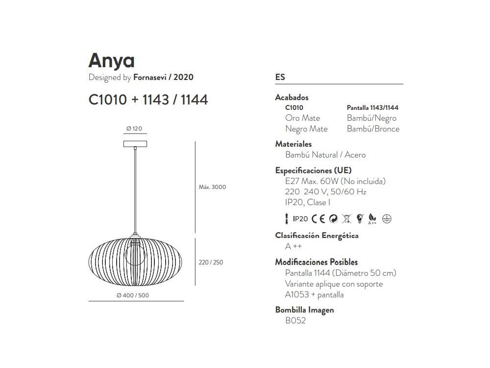 092156 Подвесной светильник черный Ø 50 cm Aromas del Campo Anya  - Вид №2