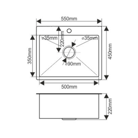 Мойка H5545 MELANA ProfLine 3,0/200 САТИН врезная прямоугольная с коландером H5545 H5545 сатин - Вид №2