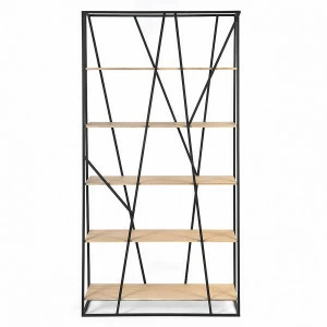 Стеллаж металлический, светлый дуб Powell black INTELLIGENT DESIGN  260751 Коричневый;черный