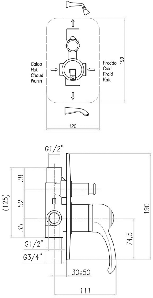 AU860101060 Смеситель для душа Armony , медь Webert Aurora - Вид №2