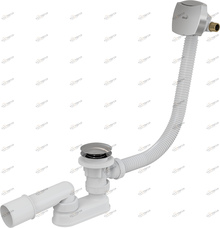 Сифон для ванны CLICK/CLACK с напуском воды через перелив, хром ALCAPLAST A508KM