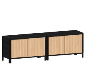 Секционный шкаф для телевизора из массива дерева с раздвижными дверями