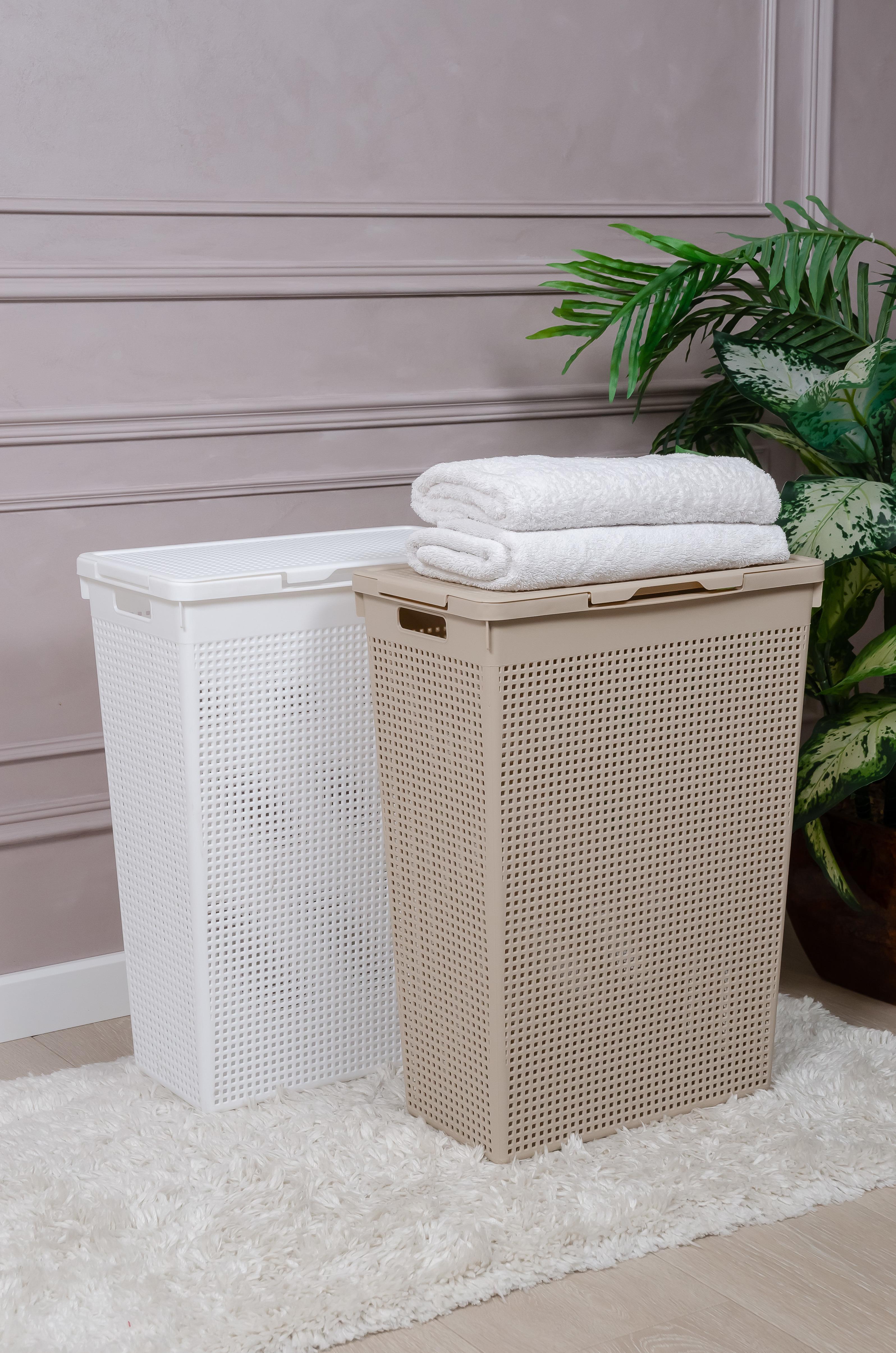 84498345 Корзина для белья цвет белый Лофт STLM-0050641 ВИОЛЕТ  - Вид №3