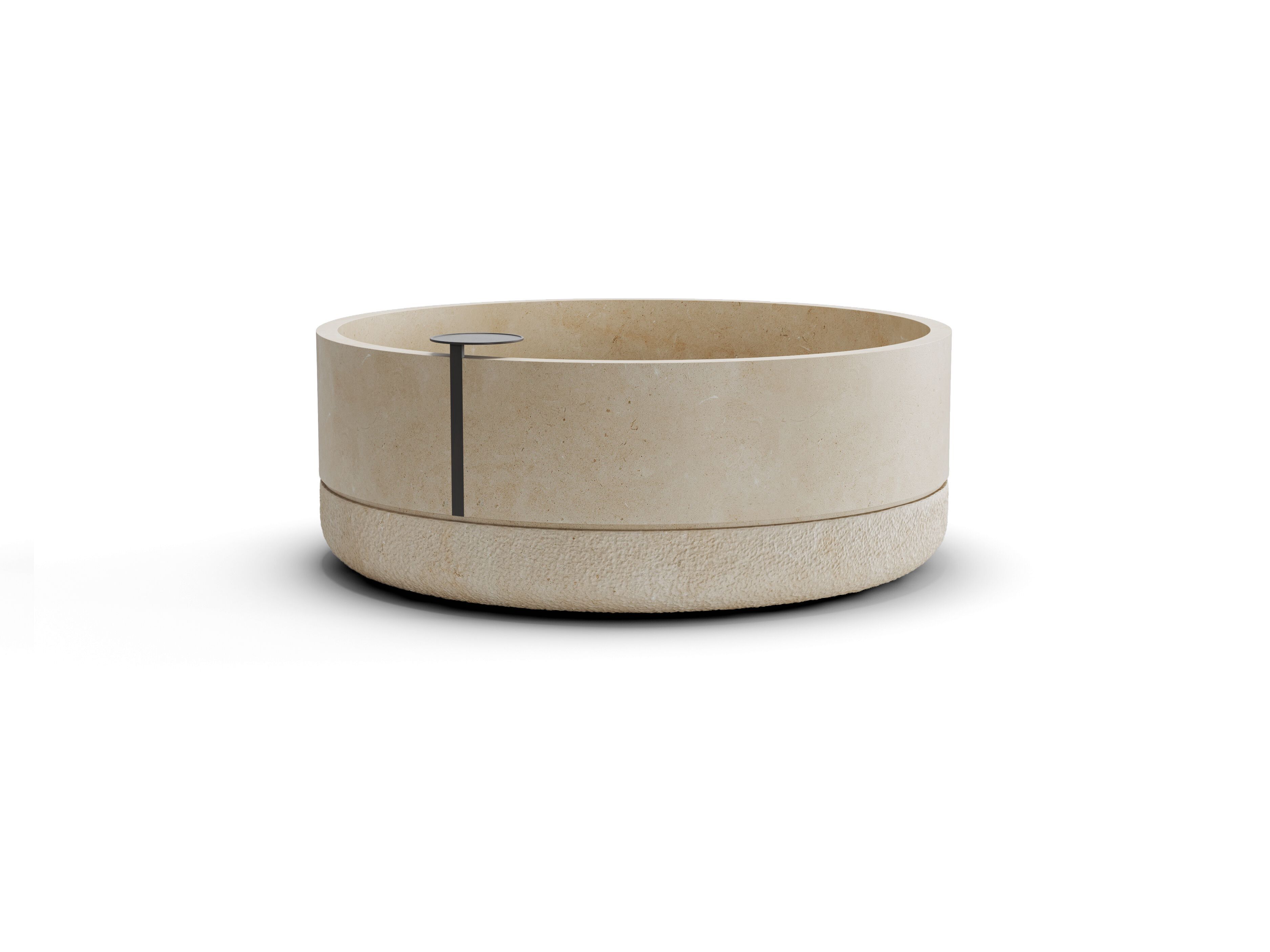 Круглая ванна из камня Лечче PIMAR V35A - GROOVE ARCH-00004378 - Вид №1