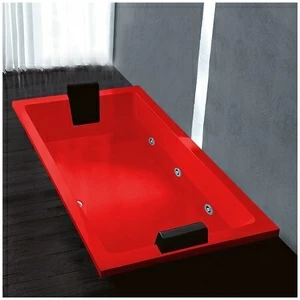 Ванна Gruppo treesse Quadra 181 V071B-SX-K красная с гидромассажем  и дезинфекцией прямоугольная встроенная левая
