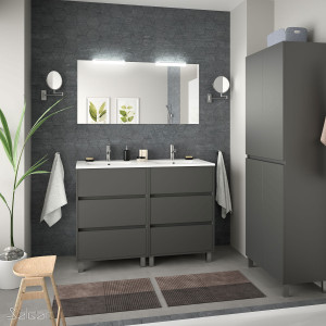 85148 SALGAR Комплект мебели для ванной ARENYS 1200 MATT GREY + Раковина + Зеркало + Свет Мэтт Грей