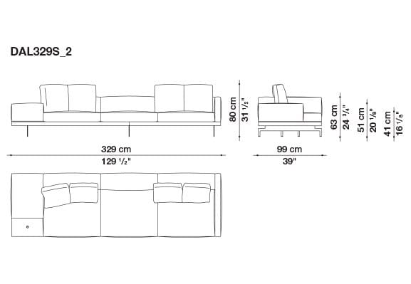 3-местный тканевый диван с полуостровом B&B Italia док ARCH-00061121 - Вид №25