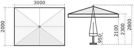 Scolaro Parasol Прямоугольный зонт из ироко Palladio C3040 pas/c3030 pas - Вид №3