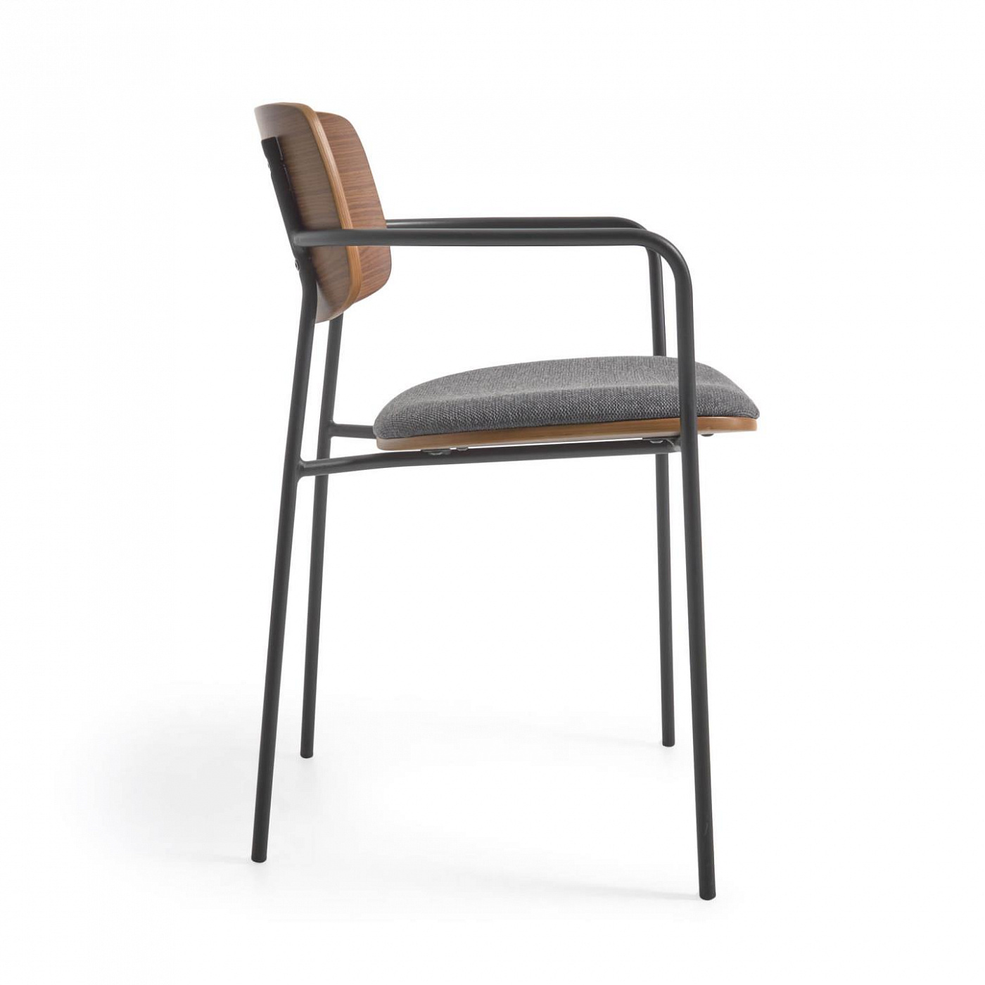 108302 Стул со шпоном ореха и металлом в черной отделке La Forma Maureen  - Вид №1