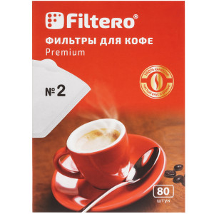 9235051 Фильтр для кофе Filtero №2/80 Premium №2 белый