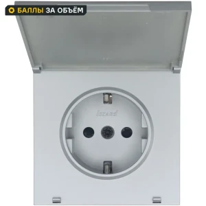Розетка встраиваемая Lezard Zima с заземлением с крышкой IP44 цвет серый матовый