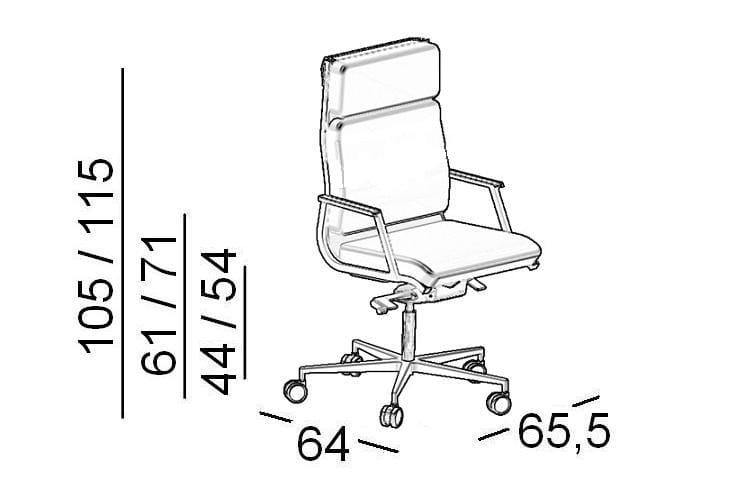 Регулируемое по высоте офисное кресло с колесами 5 спиц Luxy Nulite ARCH-00125093 - Вид №2