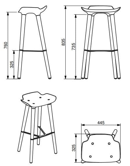Высокий стул из дерева и полипропилена Quinze & Milan Pilot ARCH-00042201 - Вид №17