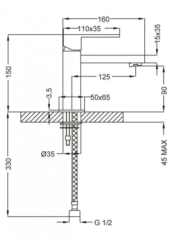 Смеситель на раковину Cezares MOLVENO-LSM1-01-W0 - Вид №1