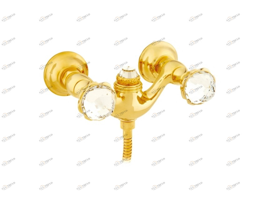 039259.AS0.00 Смеситель для душа с кристаллами сваровски Золото 24К Mestre Swan