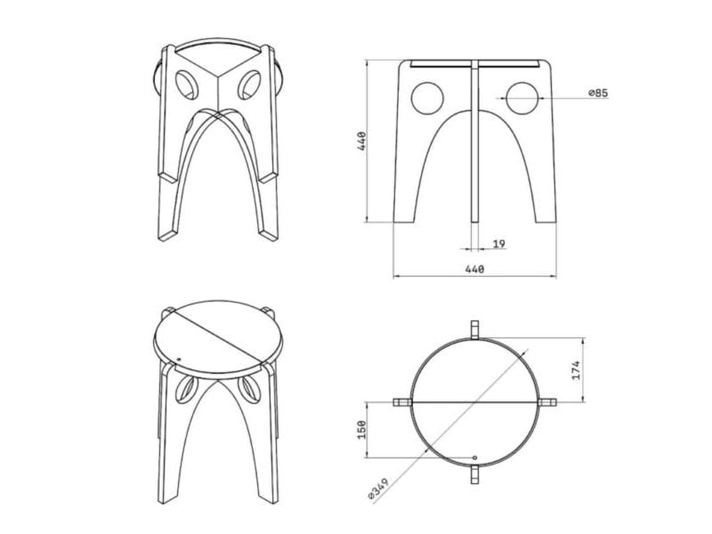 Дубовый табурет Radis TWIST ARCH-00138983 - Вид №6