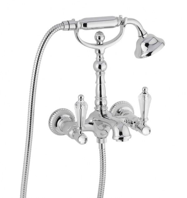 98011LCSWCR Смеситель The One с ручным душем для ванны. Прозрачные кристаллы Swarovski, цвет хром EMMEVI