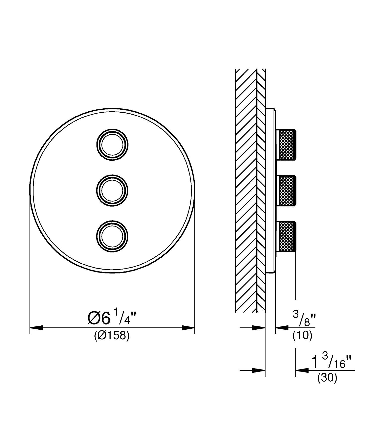 Наружная часть для тройного встраиваемого крана Grohe Grohtherm SmartControl ARCH-00113291 - Вид №3