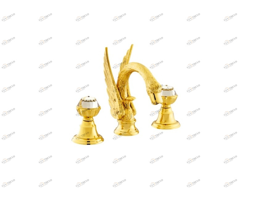 039242.A00.71 Раковина с тремя отверстиями и кристаллами swarovski swan series Античное серебро Mestre