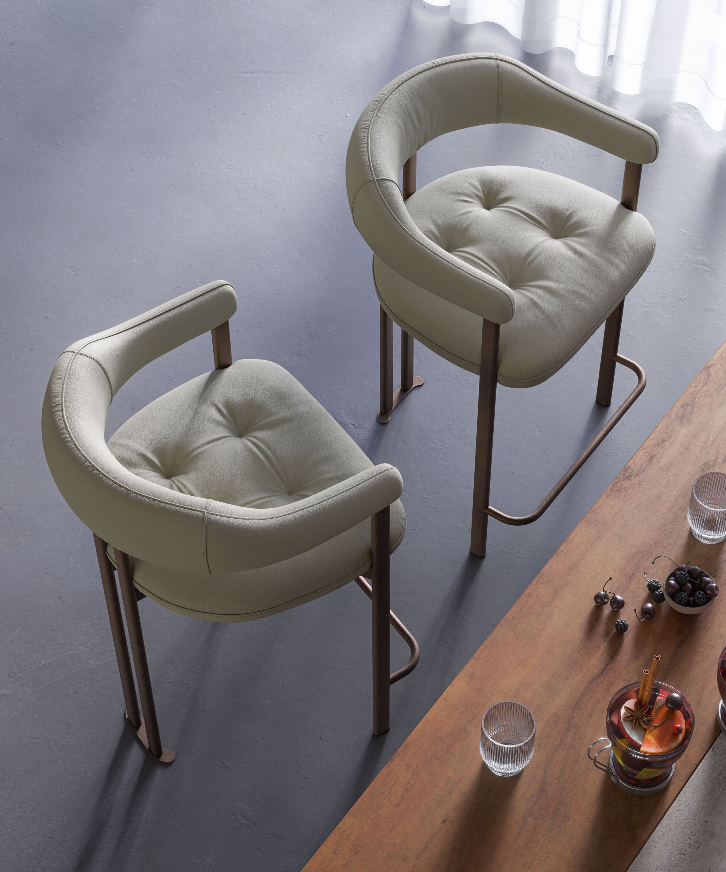 Высокий кожаный мягкий стул с подлокотниками Cattelan italia Грета ARCH-00072732 - Вид №3