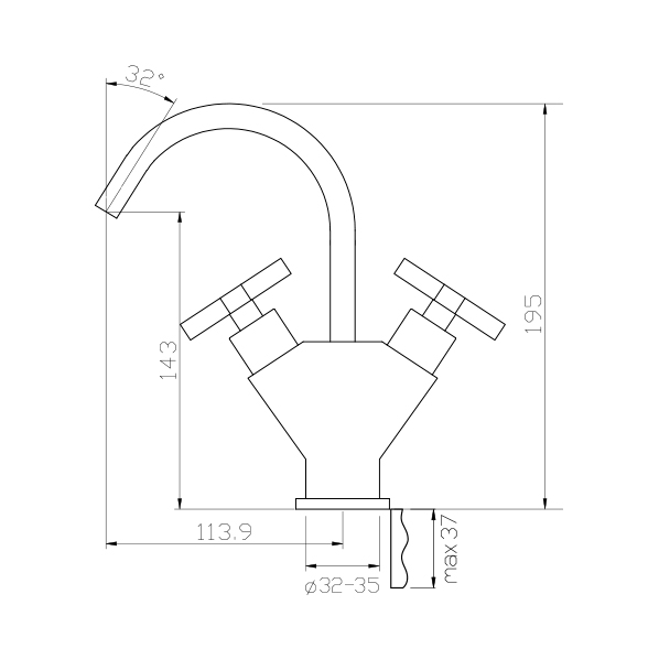 042-P QUATTRO  Смеситель для умывальника  ARGO kran  - Вид №1