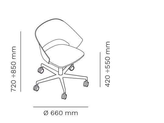 Офисное кресло из полипропилена с 5 спицами и колесами Mara Icon ARCH-00054982 - Вид №5