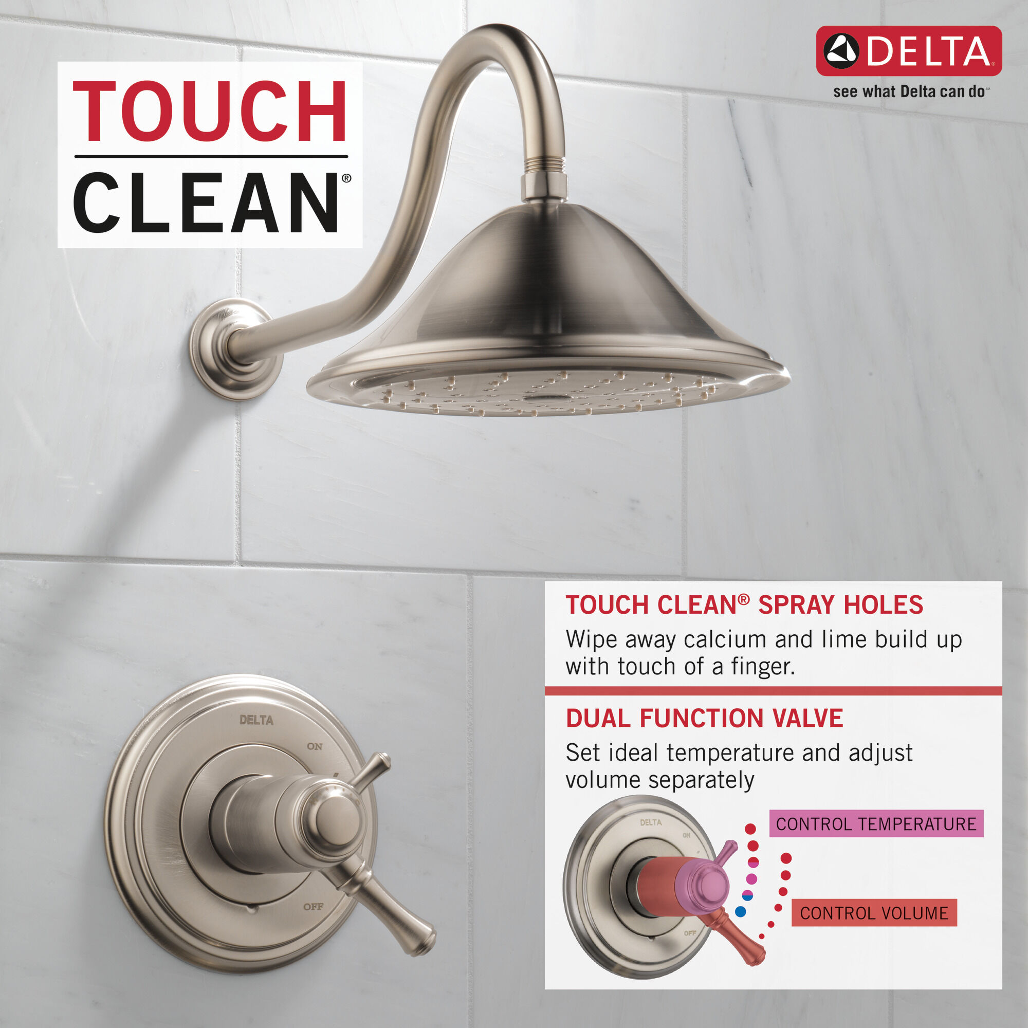 T17T297-SS Отделка для душа TempAssure® серии 17T Delta Faucet Cassidy Нержавеющая сталь  - Вид №5