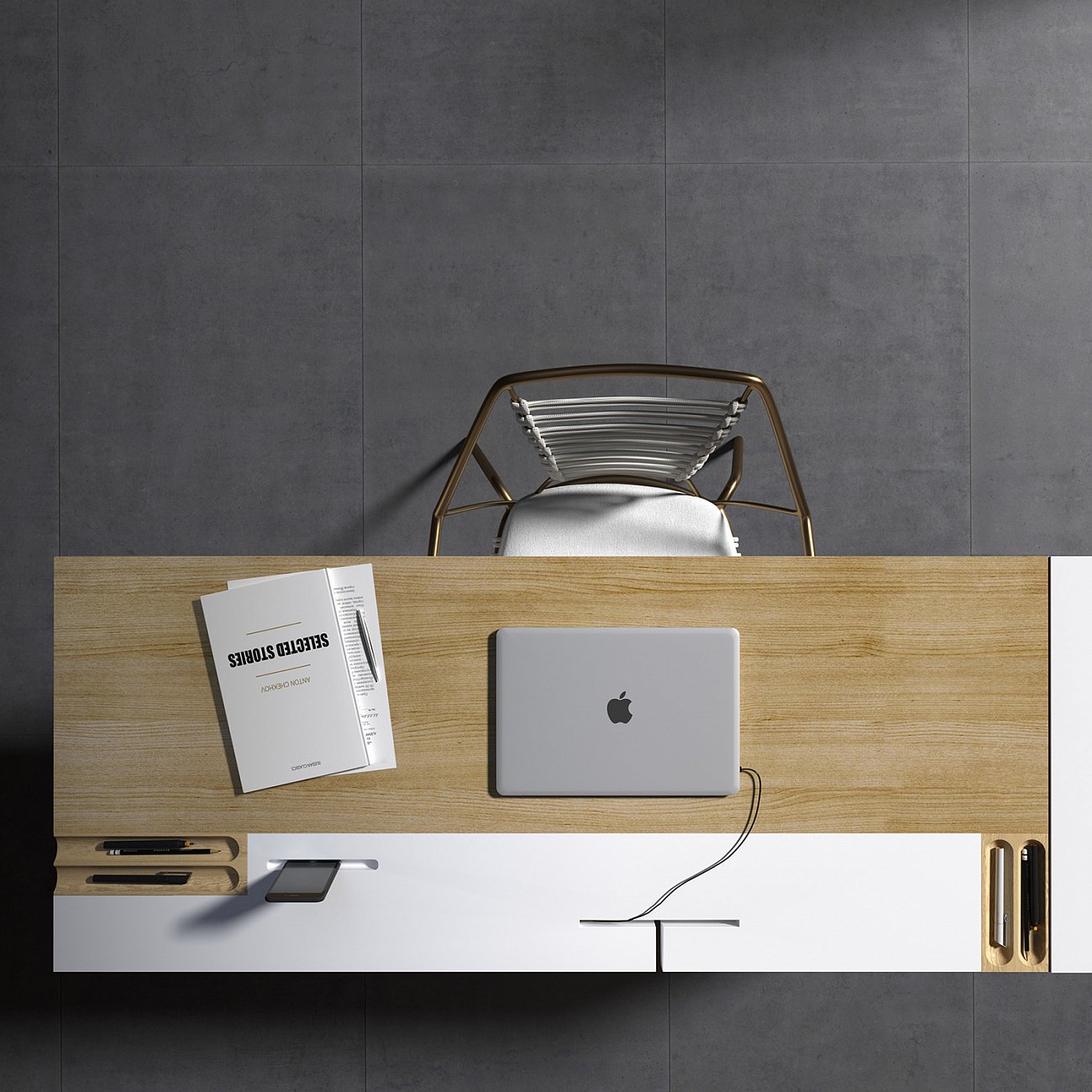 Письменный деревянный стол белый 160 см Mak BRAGIN DESIGN  00-3879404 Бежевый;белый  - Вид №4