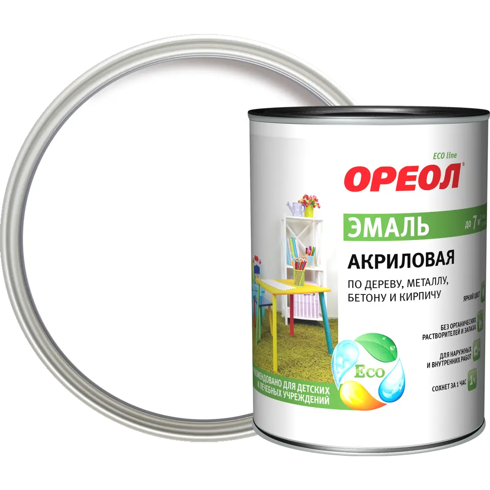 Эмаль акриловая Ореол матовая цвет белый 0.9 кг 84439793 STLM-2131902 