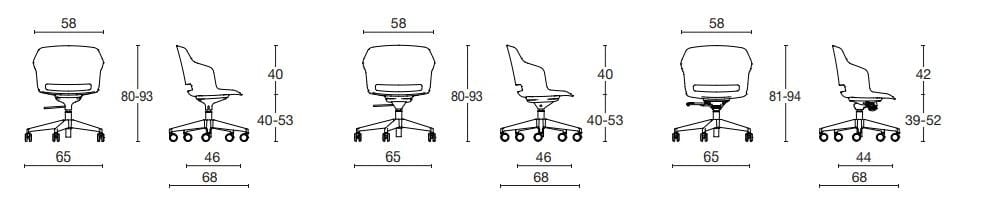 Регулируемое по высоте офисное кресло из полипропилена с колесами Diemme Clop ARCH-00108113 - Вид №6