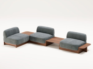 Модульный диван из ткани и ореха