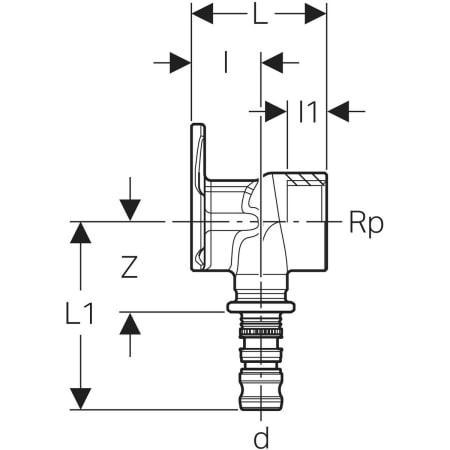 602.289.00.5 Водорозетка Geberit Mepla 90° Geberit  - Вид №2