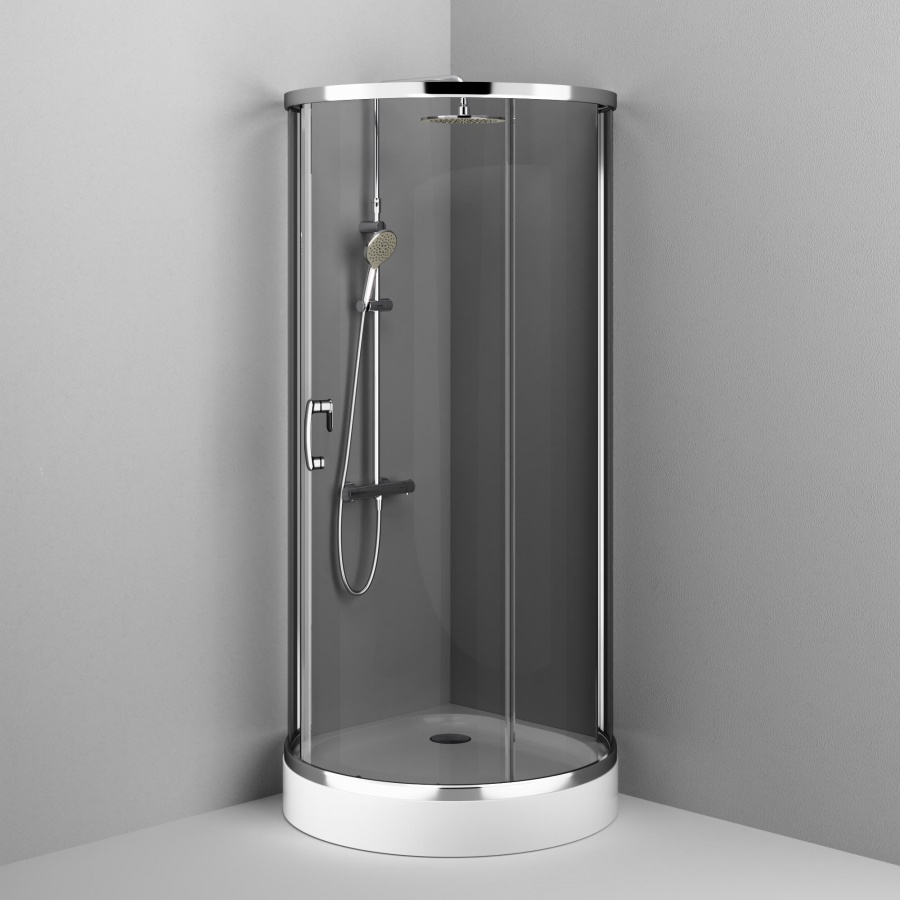 W83G-333-095CG Round 95 Душевое ограждение Round 95x95 стекло тонированное проф хром гля AM.PM Like - Вид №2