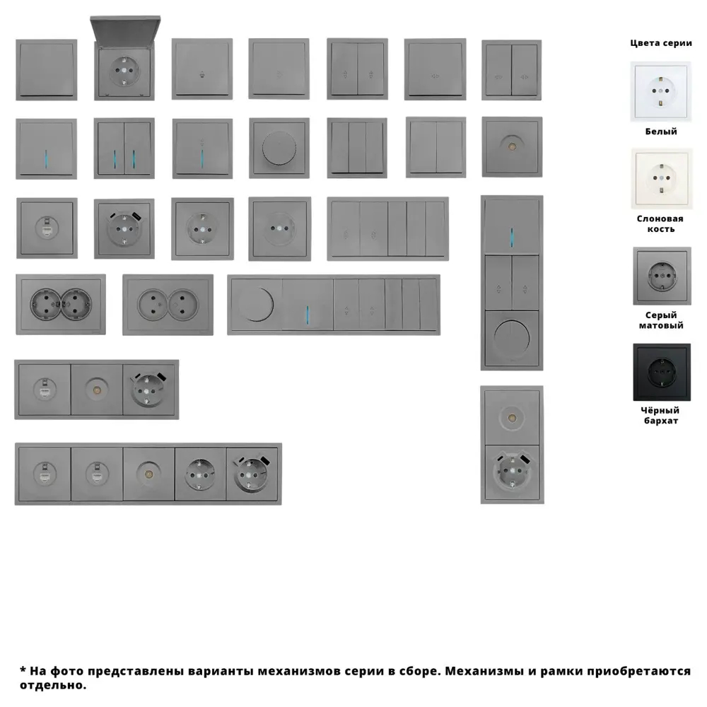 Выключатель встраиваемый Lezard Zima 2 клавиши цвет серый матовый STLM-2033602 - Вид №3