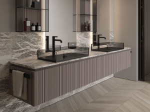 Подвесной шкаф для раковины из грецкого ореха с держателем для полотенец